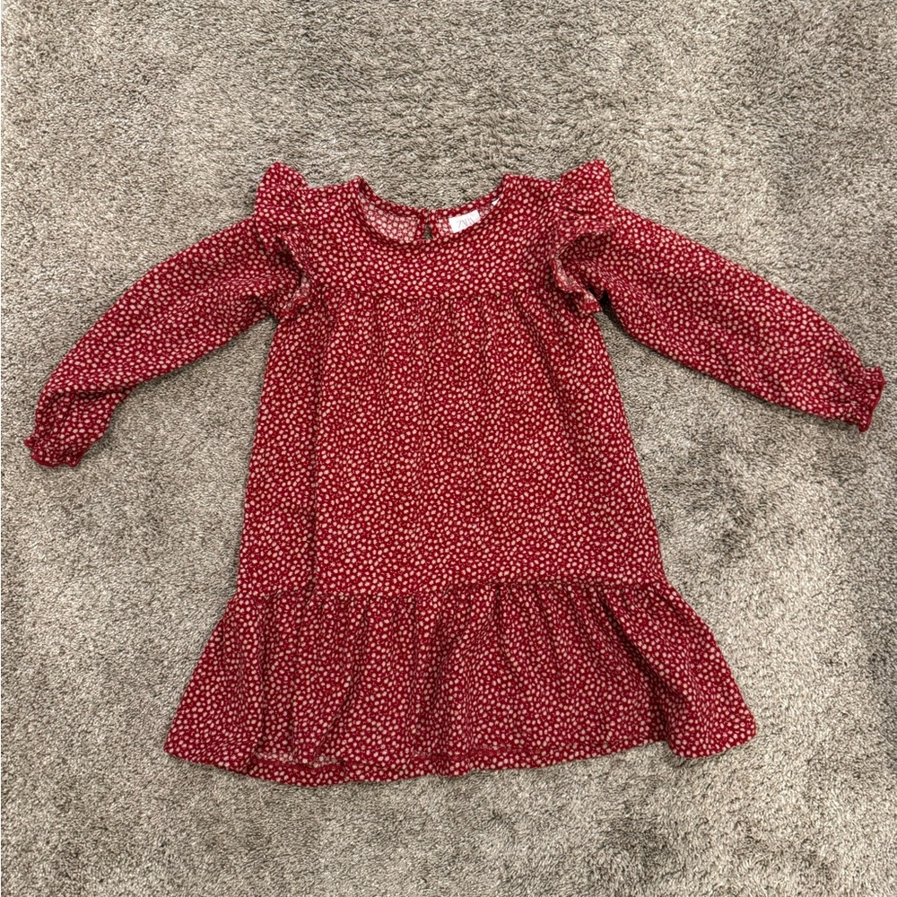 Zara Red Velour Girls Dress 4-5